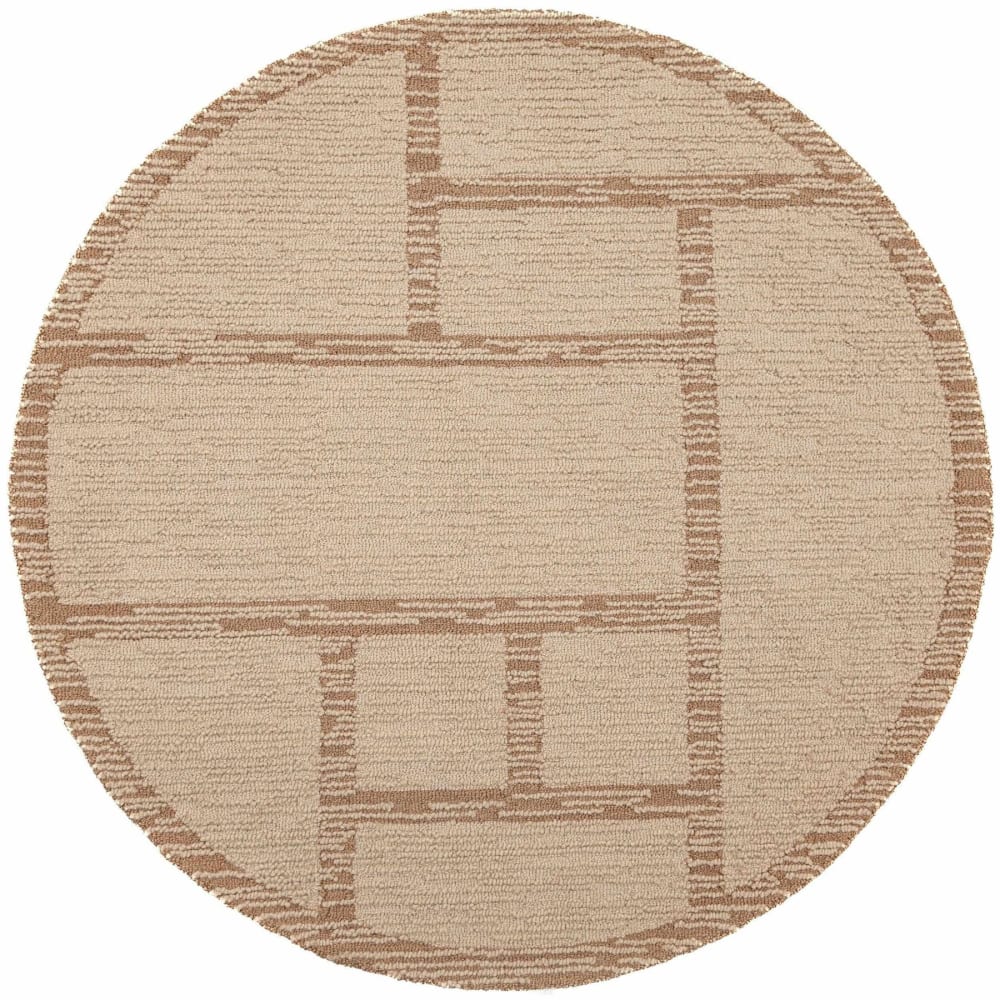 Tapis rond en laine beige 160x160cm