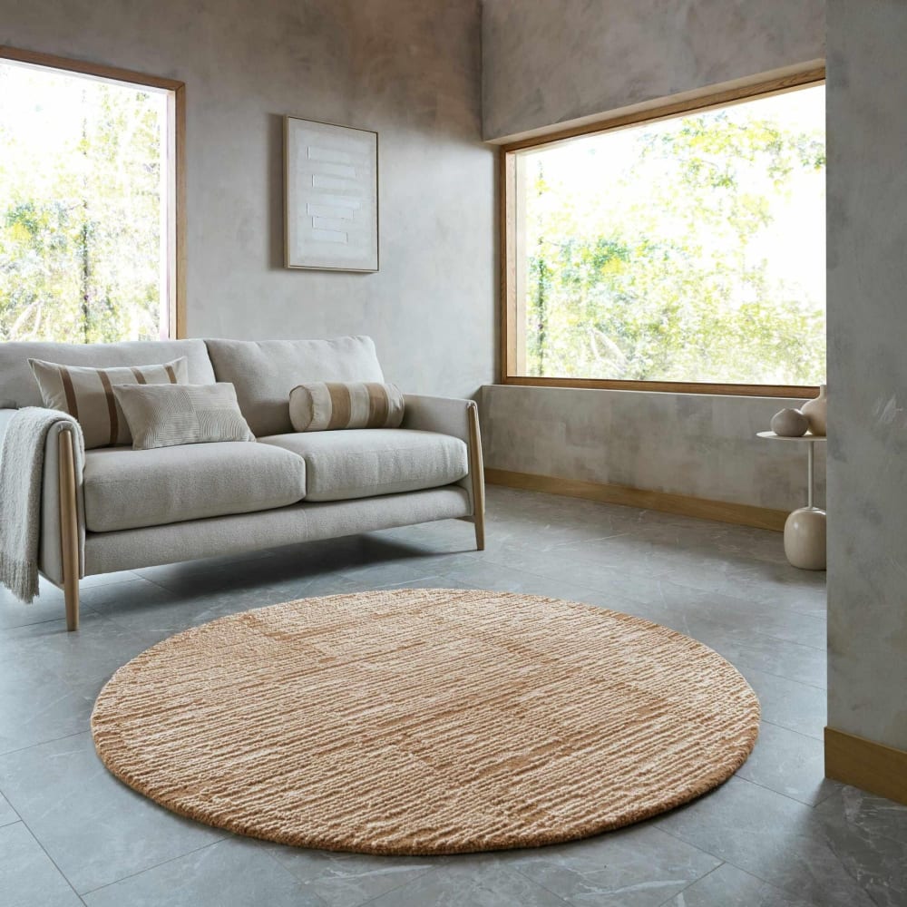 Tapis rond en laine beige 160x160cm — vue 3