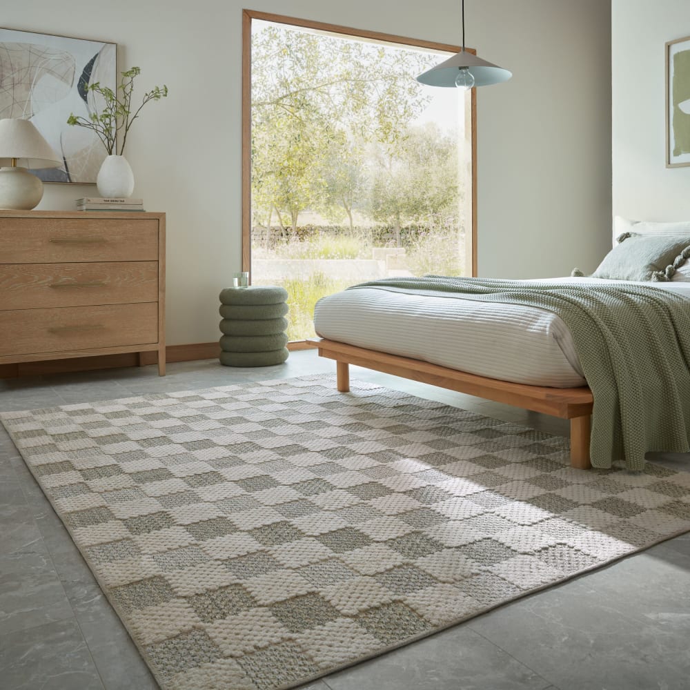 Tapis en coton beige, gris et vert 116x170cm — vue 3