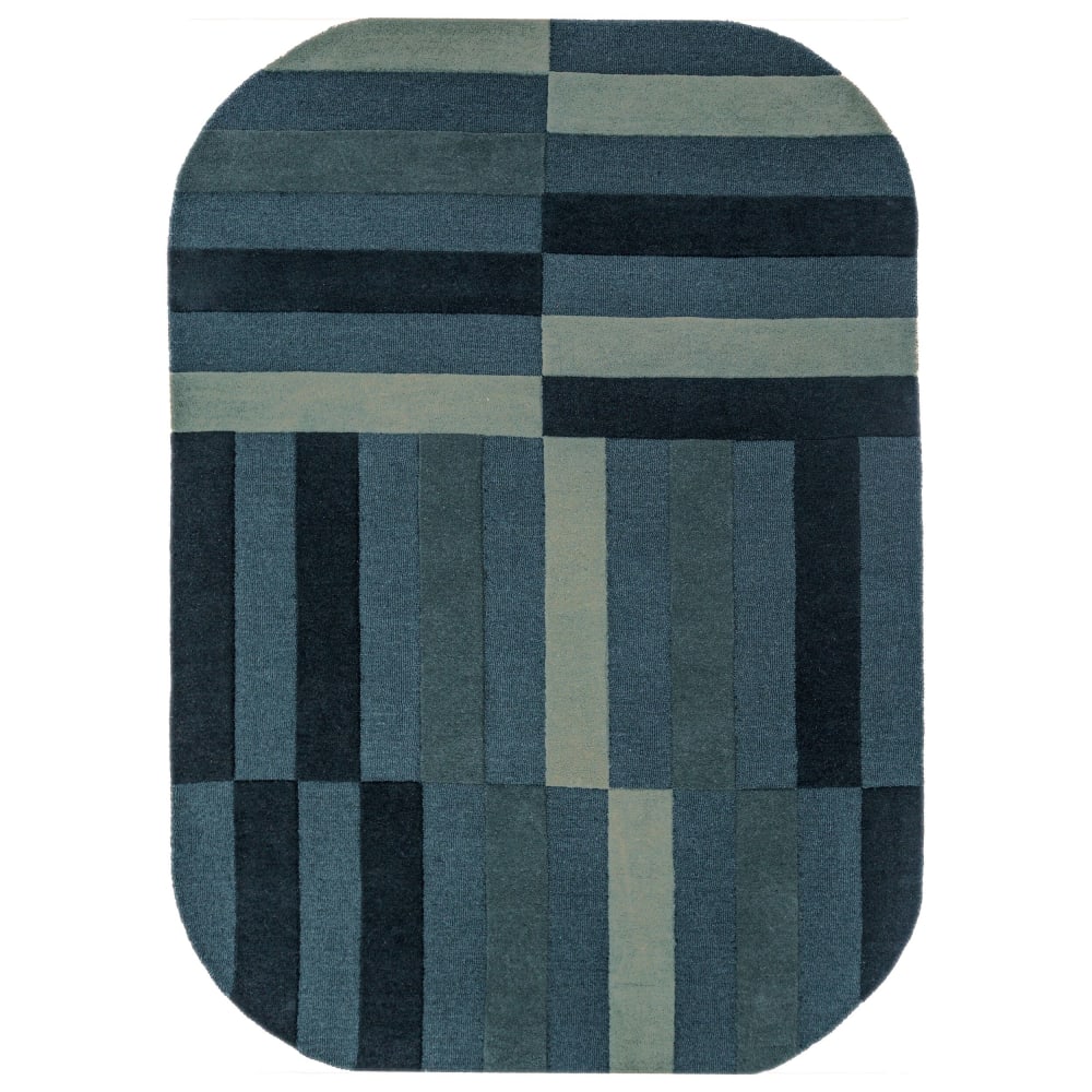 Tapis en laine bleu 140x200cm