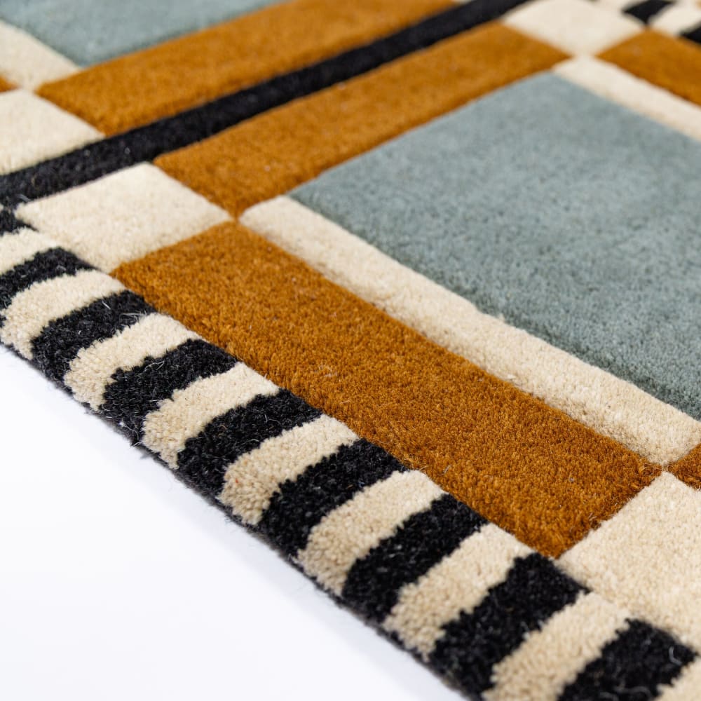 Tapis en laine bleu, beige et terracotta 200x290cm — vue 4