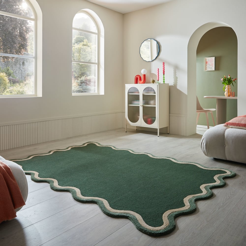Tapis laine et viscose vert 160x230cm — vue 3