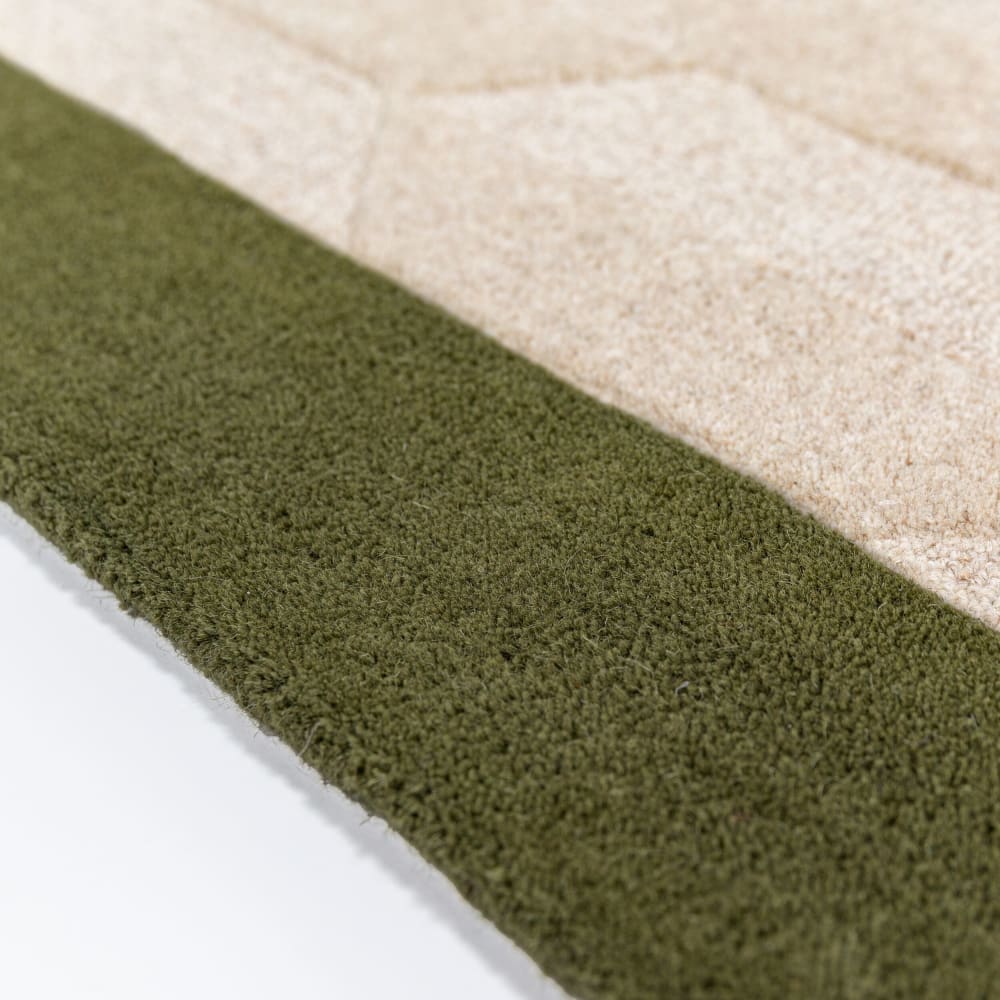 Tapis de couloir en laine beige à bordure verte 60x230cm — vue 4