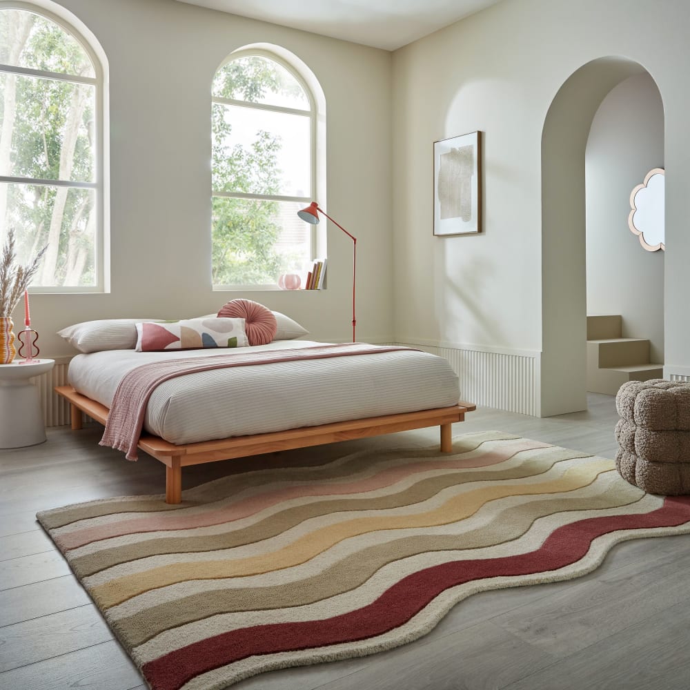 Tapis en laine mûre, beige, jaune et rose 160x230cm — vue 3