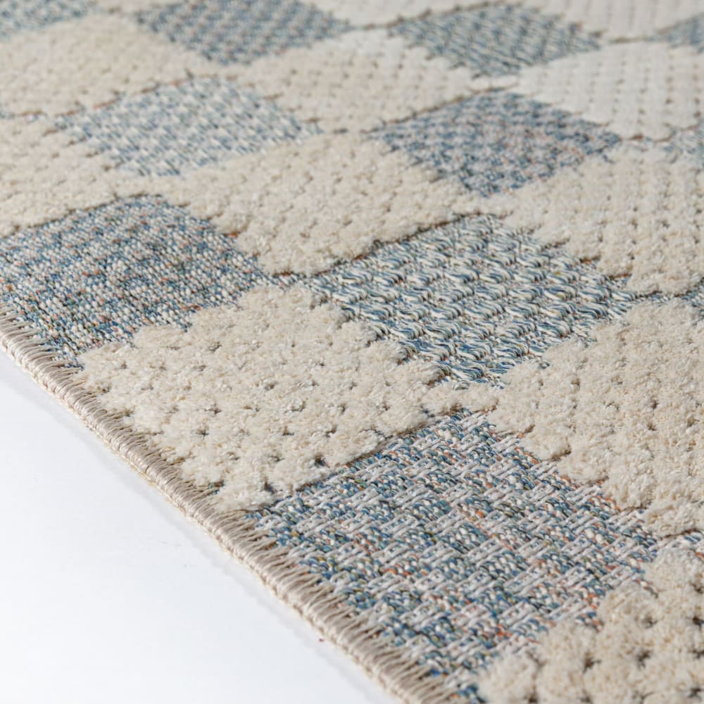 Tapis en coton beige et bleu 116x170cm — vue 4