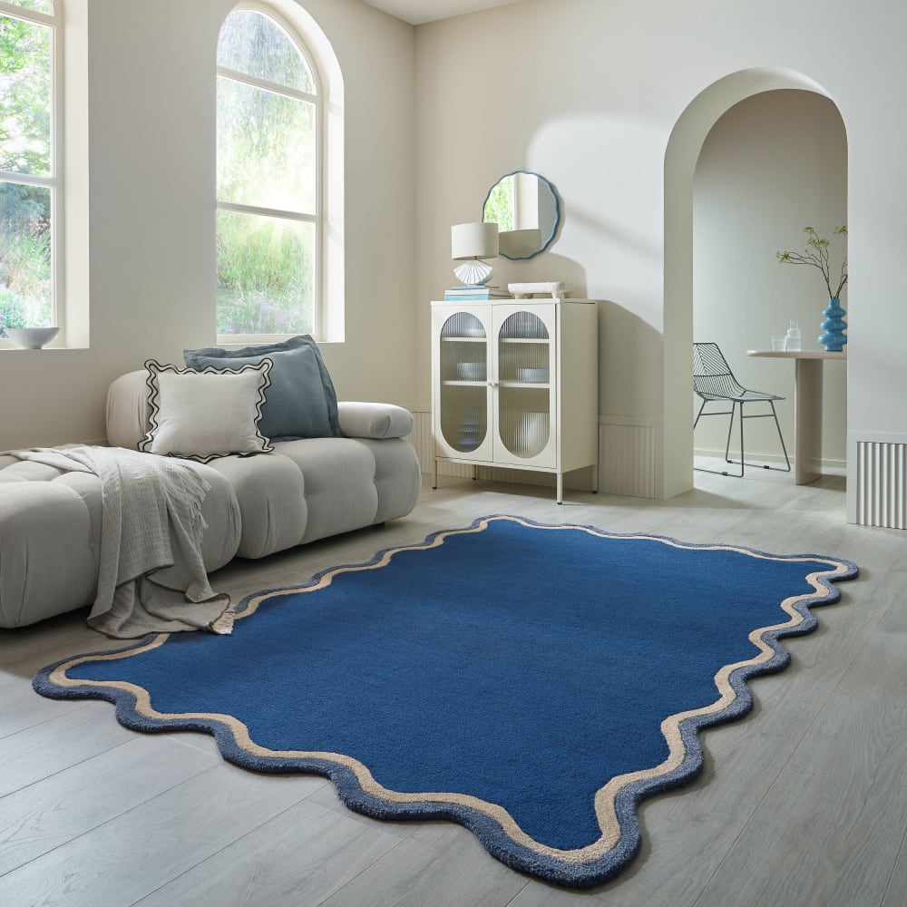 Tapis laine et viscose bleu marine 120x170cm — vue 3