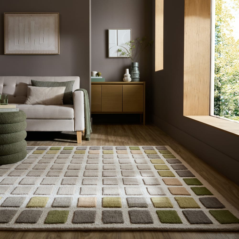 Tapis en laine multicolore tons verts 200x290cm — vue 3