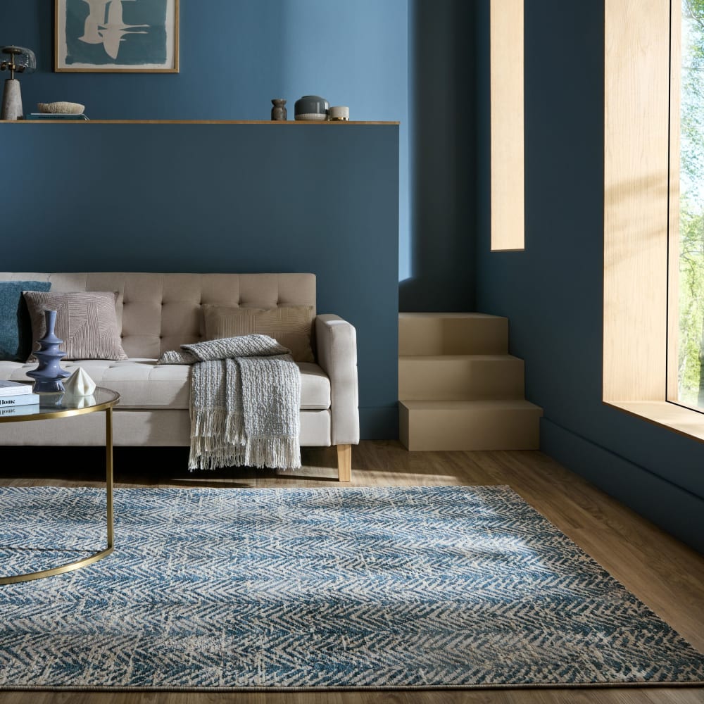 Tapis en polyester facile d'entretien bleu 120x160cm — vue 3