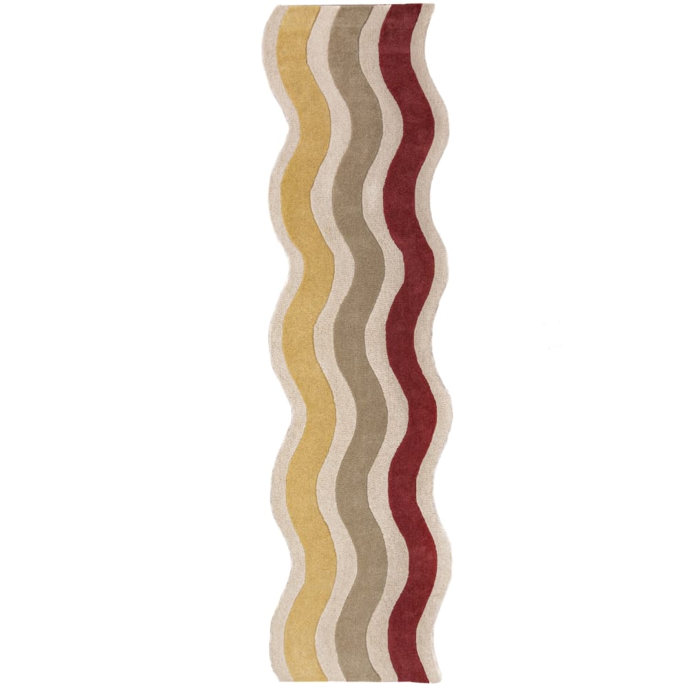 Tapis de couloir en laine mûre, beige, jaune et rose 80x300cm