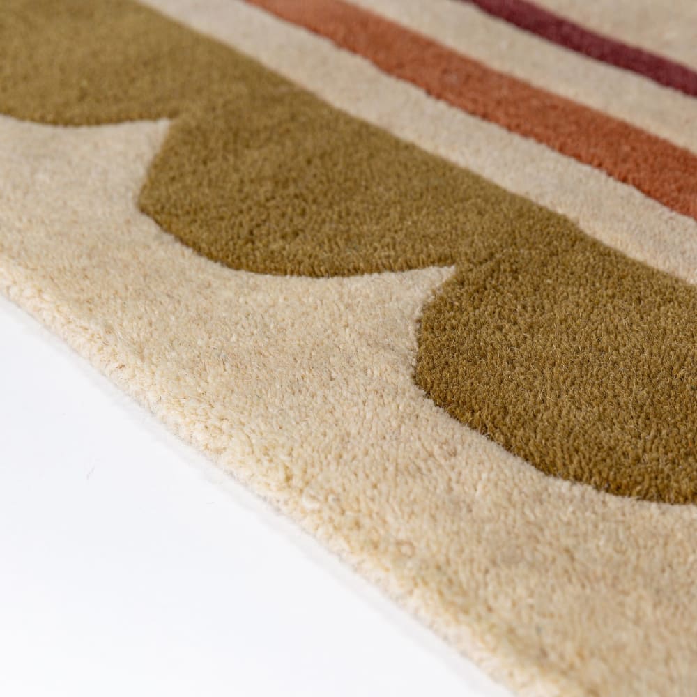 Tapis rond en laine beige, mûre, terracotta et vert 120x120cm — vue 4