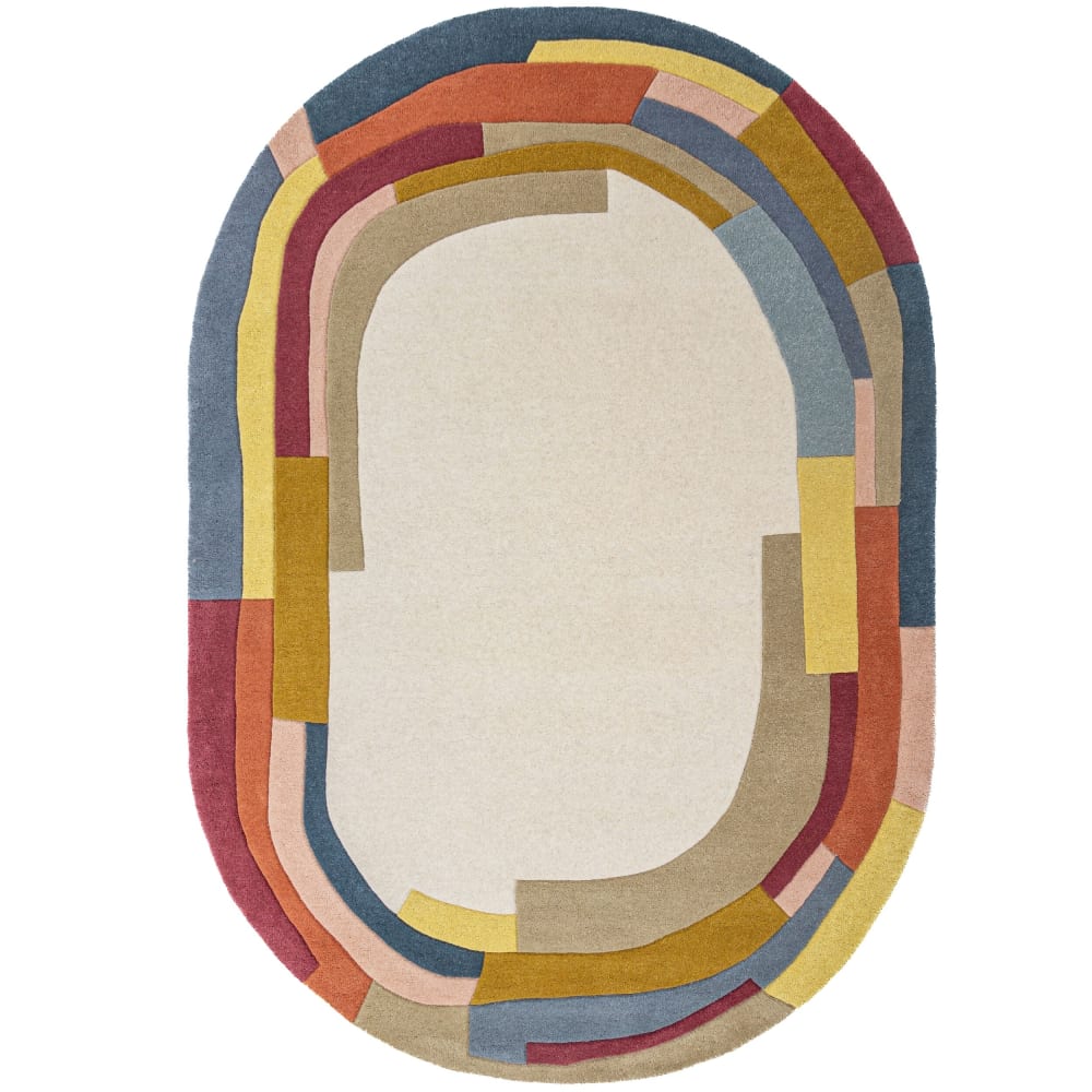 Tapis ovale en laine multicolore 140x200cm