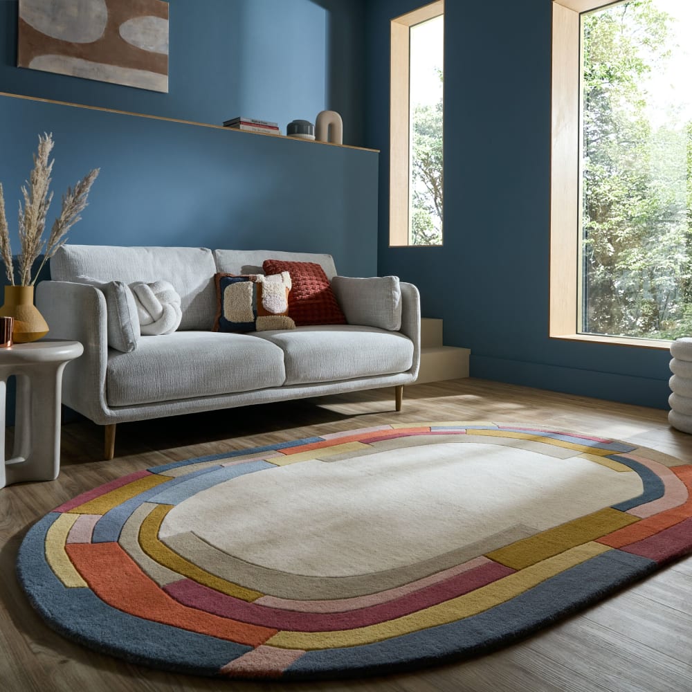 Tapis ovale en laine multicolore 140x200cm — vue 3