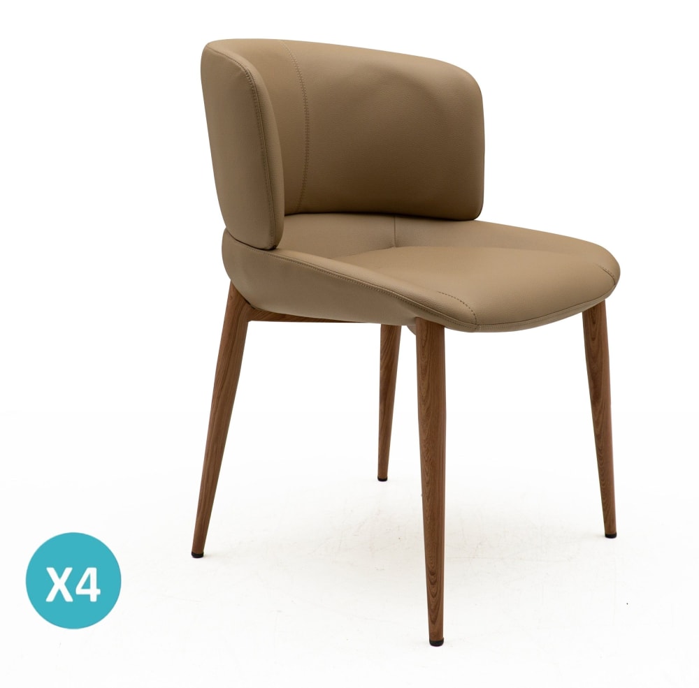 Lot de 4 chaises rembourrées en similicuir couleur vison Lot de 4 chaises rembourrées en similicuir couleur vison