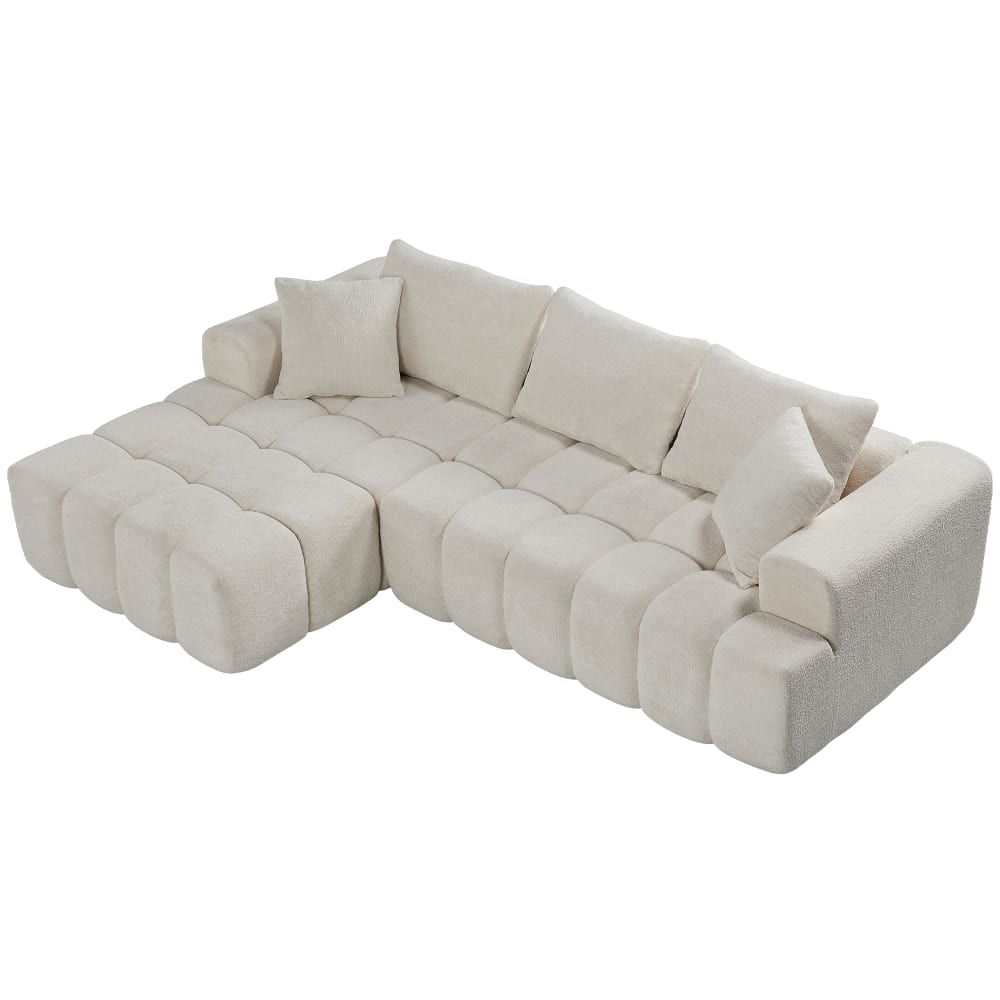 Canapé d’angle modulaire en velours blanc
