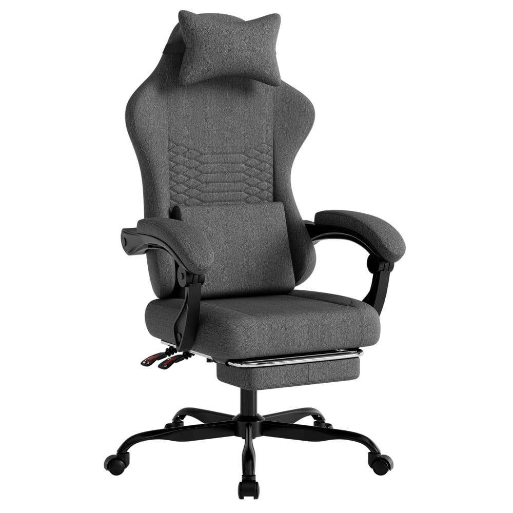 Fauteuil gaming en velours polyester gris foncé