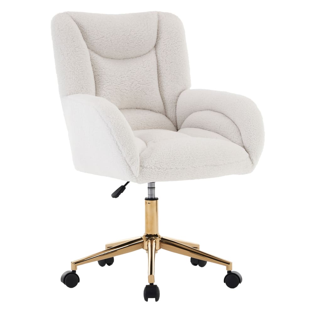 Chaise de bureau blanche en velours polyester réglable en hauteur