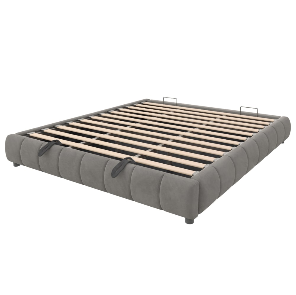 Lit coffre en polyester gris 180 x 200 cm avec led