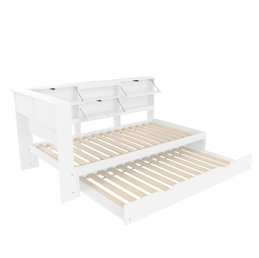 Lit banquette 90 x 200 cm en pin blanc avec lit gigogne