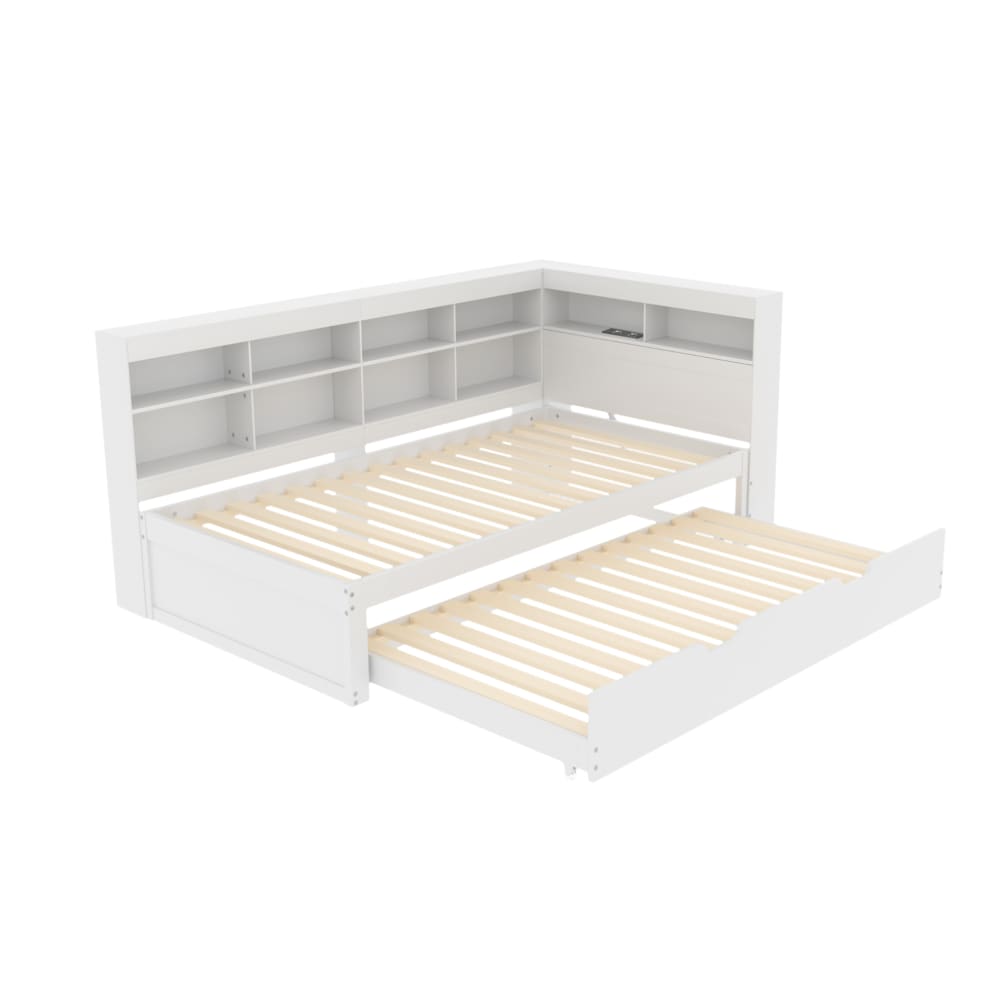 Lit multifonction blanc 90 x 200 cm avec usb