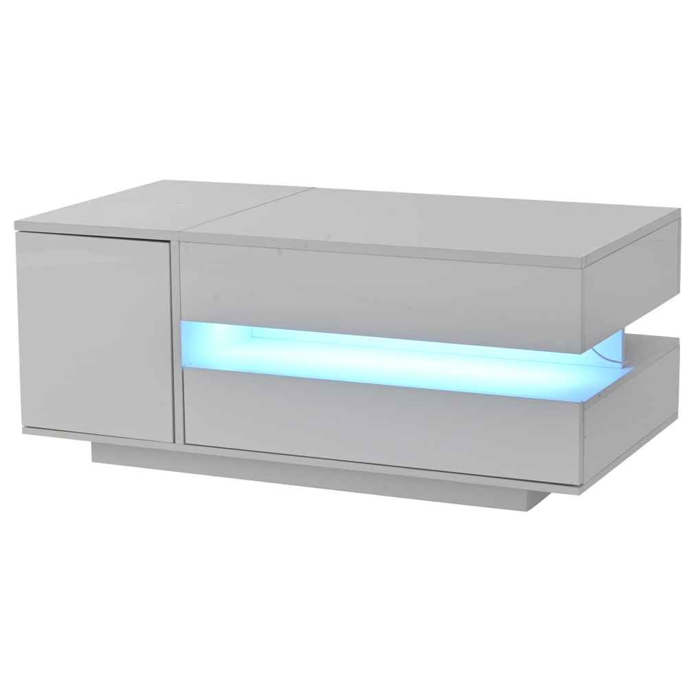 Hauss Spole Couchtisch höhenverstellbar aus Spanplatte weiß mit LED style modern - Spanplatte