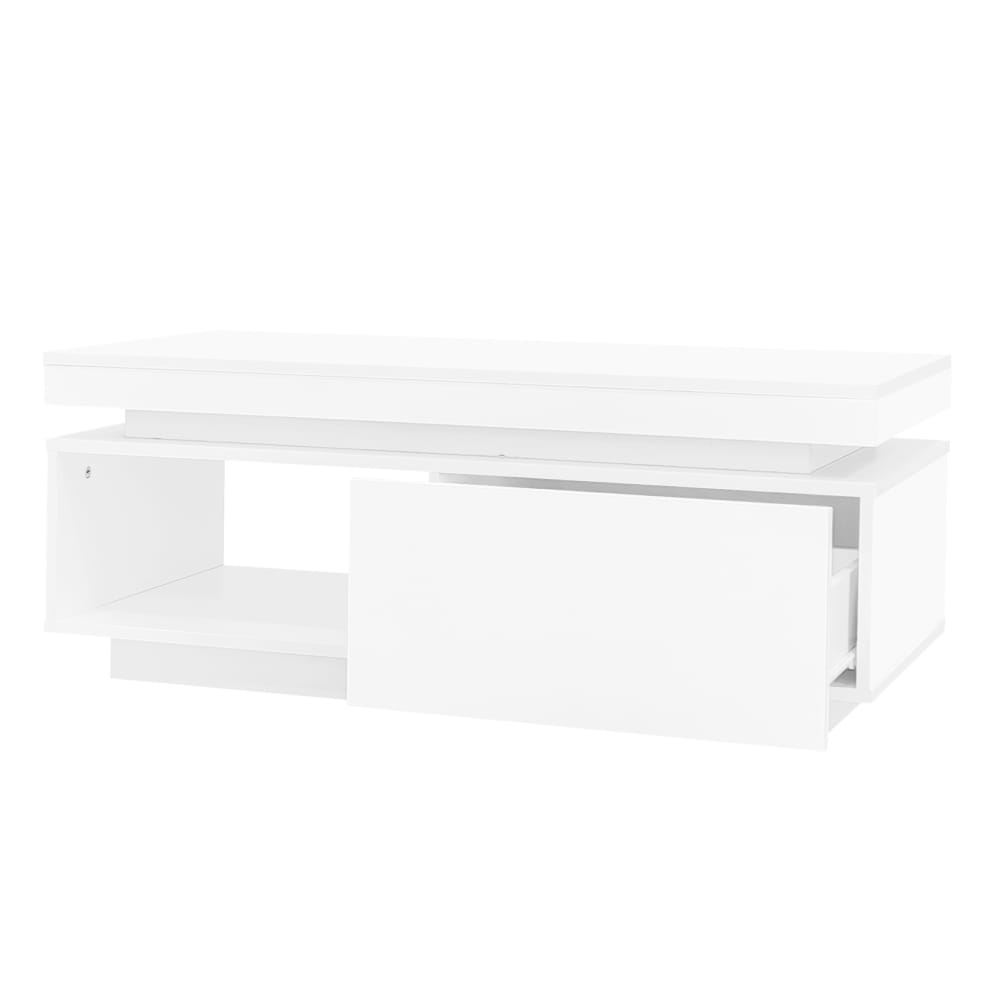 Hauss Spole Couchtisch in Hochglanzoptik aus weißer Spanplatte mit LED style modern - Spanplatte