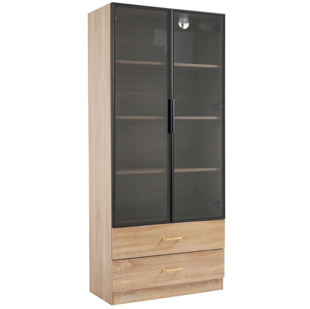 Meuble haut de salle de bains marron avec portes en verre