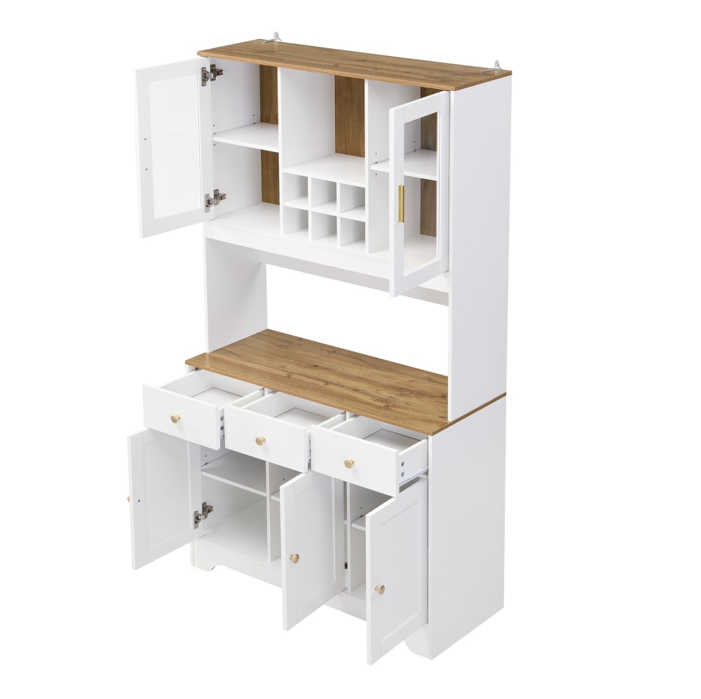 Hauss Spole Hochschrank aus Holzwerkstoff in Weiß mit Holzmaserung style modern Weiß Spanplatte