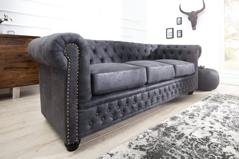 Sofa aus Polyestermikrofaser 200×73×85cm blaugrau - Maisons Du