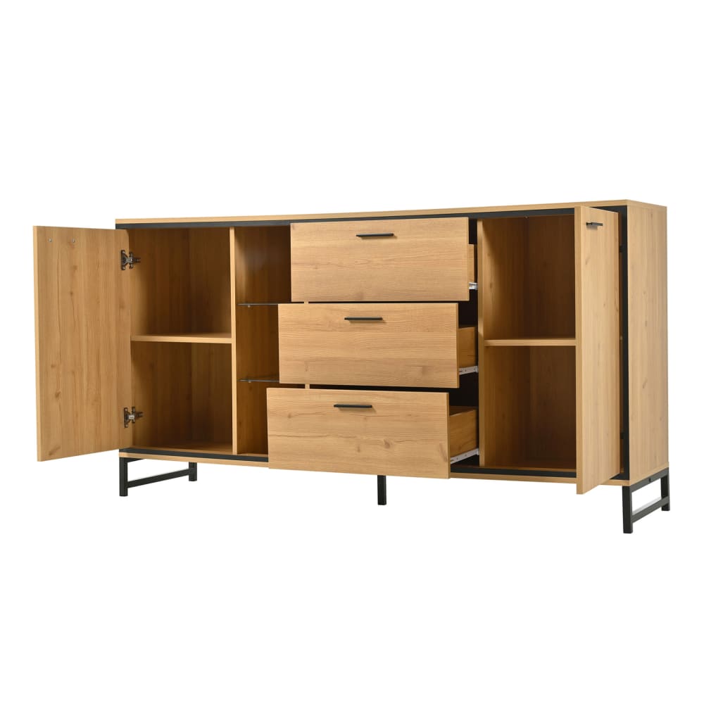 Hauss Spole Sideboard aus Holzwerkstoff in Holzoptik mit LED-Beleuchtung style modern Beige Spanplatte