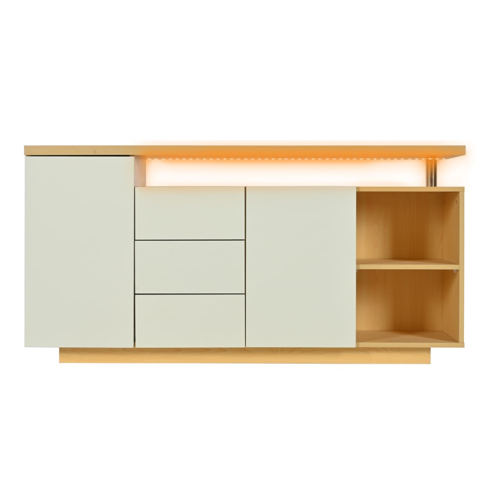 Hauss Spole Sideboard aus Spanplatte weiß und heller Eichenoptik style modern - Spanplatte