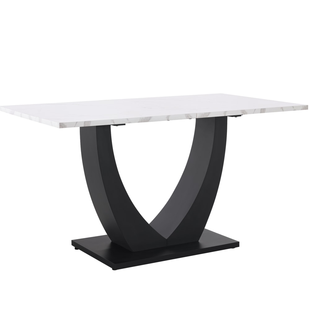 Table à manger blanche et noire 140 x 75 cm