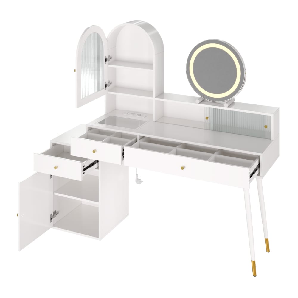 Coiffeuse avec miroir led blanche