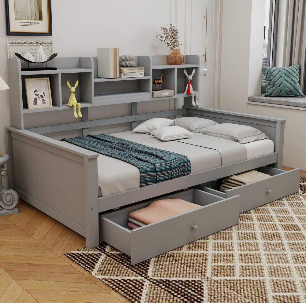 Lit banquette enfant aspect panneau de particules blanc 90 x 200 cm