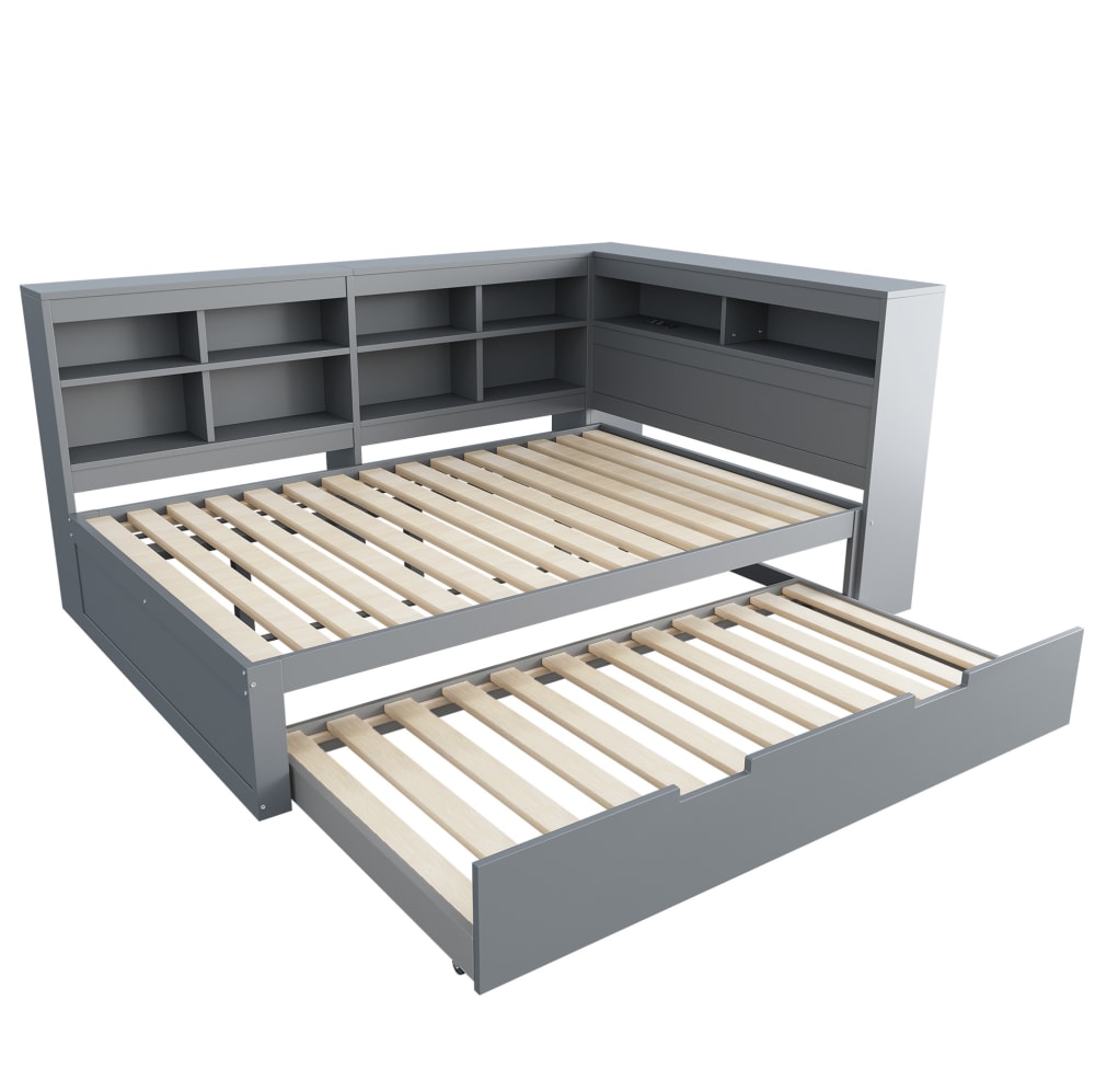 Canapé-lit  gris 140 x 200 cm avec usb et rangements