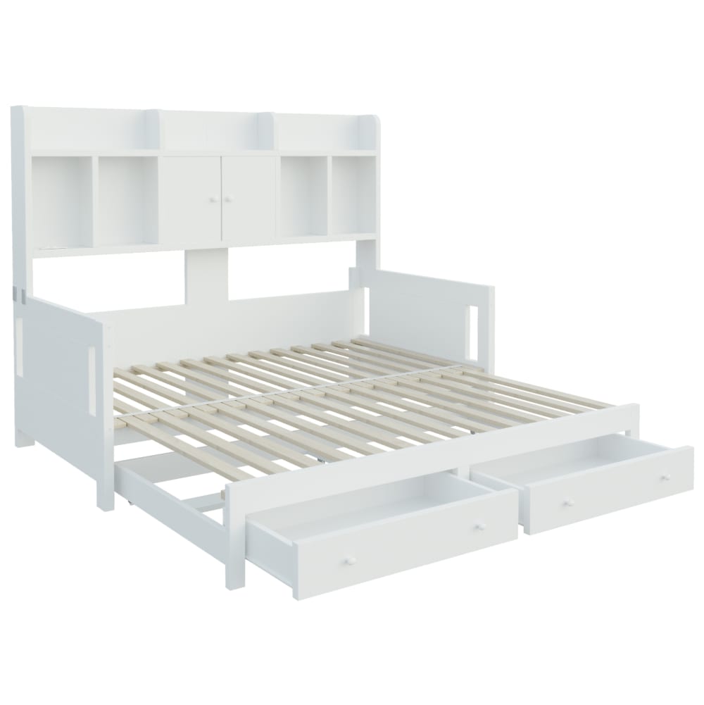 Canapé-lit extensible blanc 90 x 190 cm avec rangement