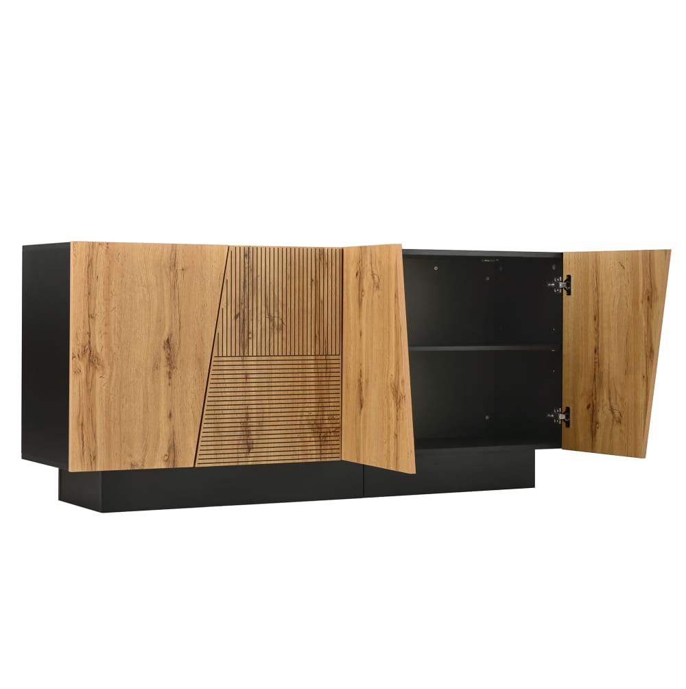 Hauss Spole Sideboard aus Spanplatte schwarz und Holzfarbe style modern - Spanplatte