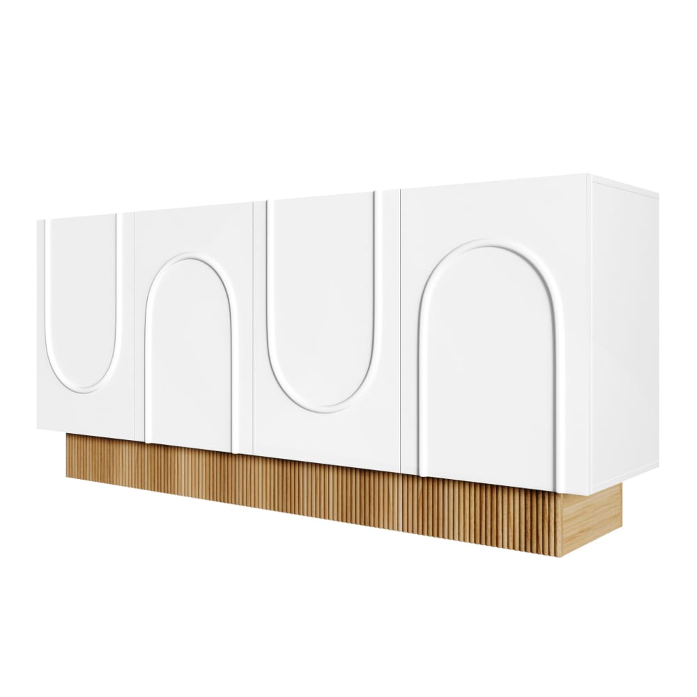 Hauss Spole Sideboard aus Spanplatte weiß und Holzoptik style modern - Spanplatte