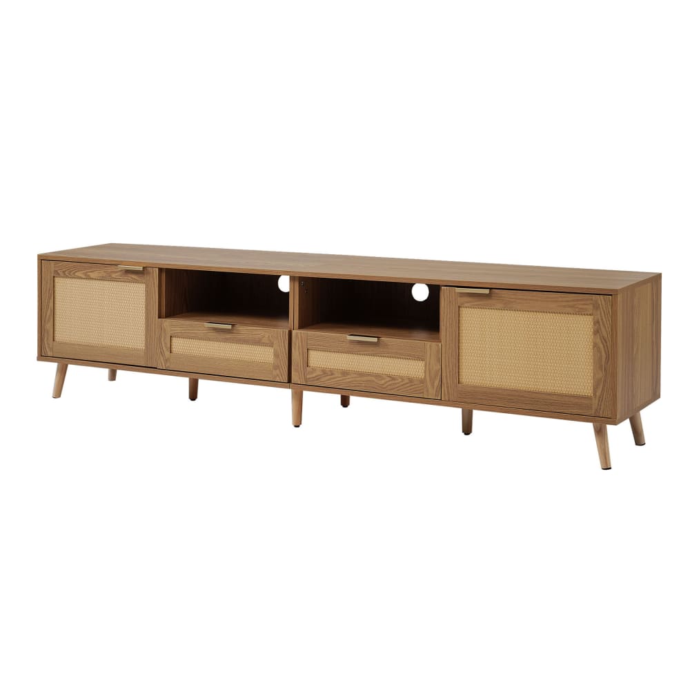 Hauss Spole TV-Schrank aus Holzwerkstoff in Eichenoptik mit 2 Türen style modern Beige Spanplatte