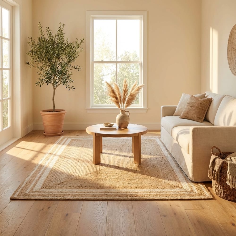 Tapis jute fait main naturel et crème 120x170cm — vue 4
