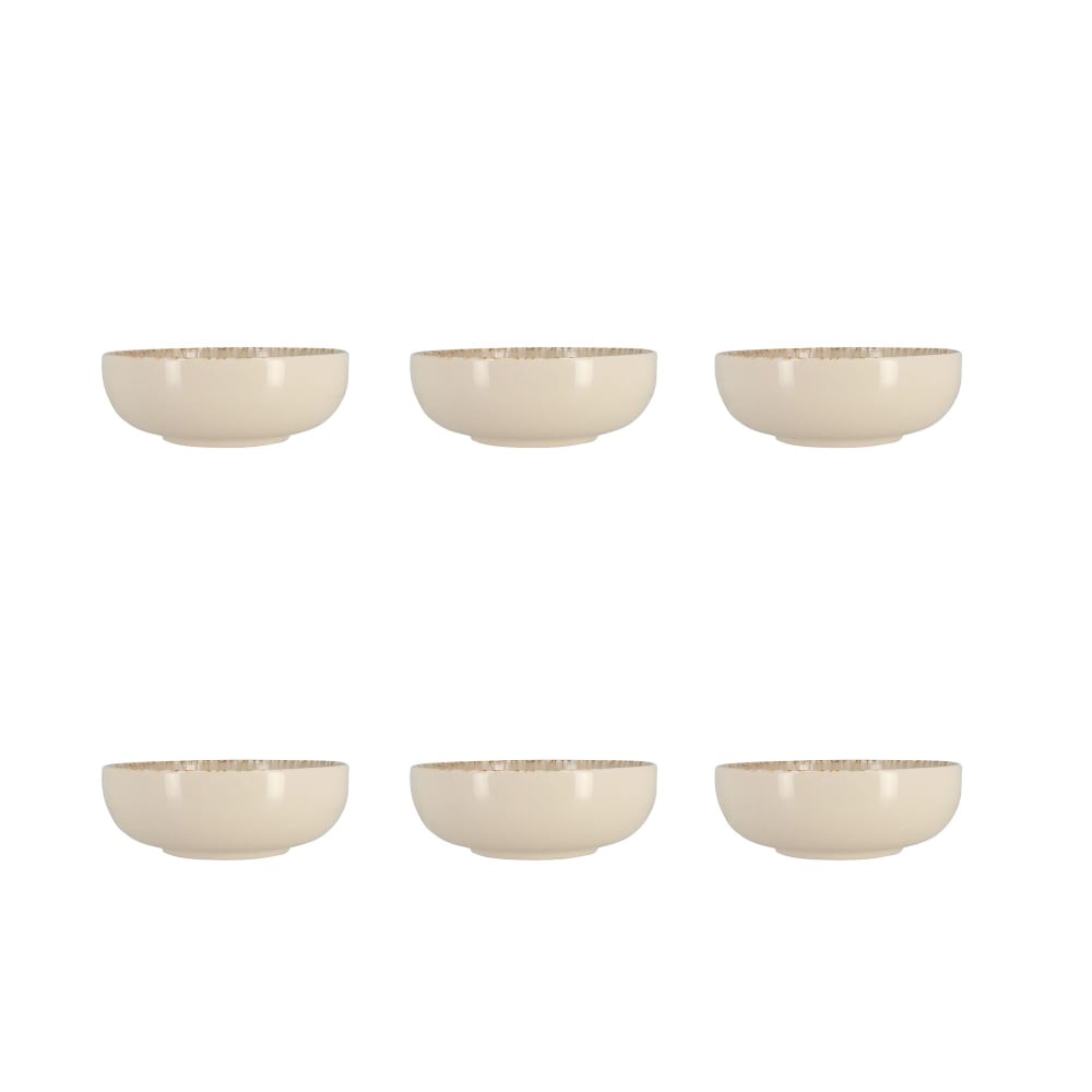 Lot de 6 coupelles 600ml en grès marron et beige Lot de 6 coupelles 600ml en grès marron et beige