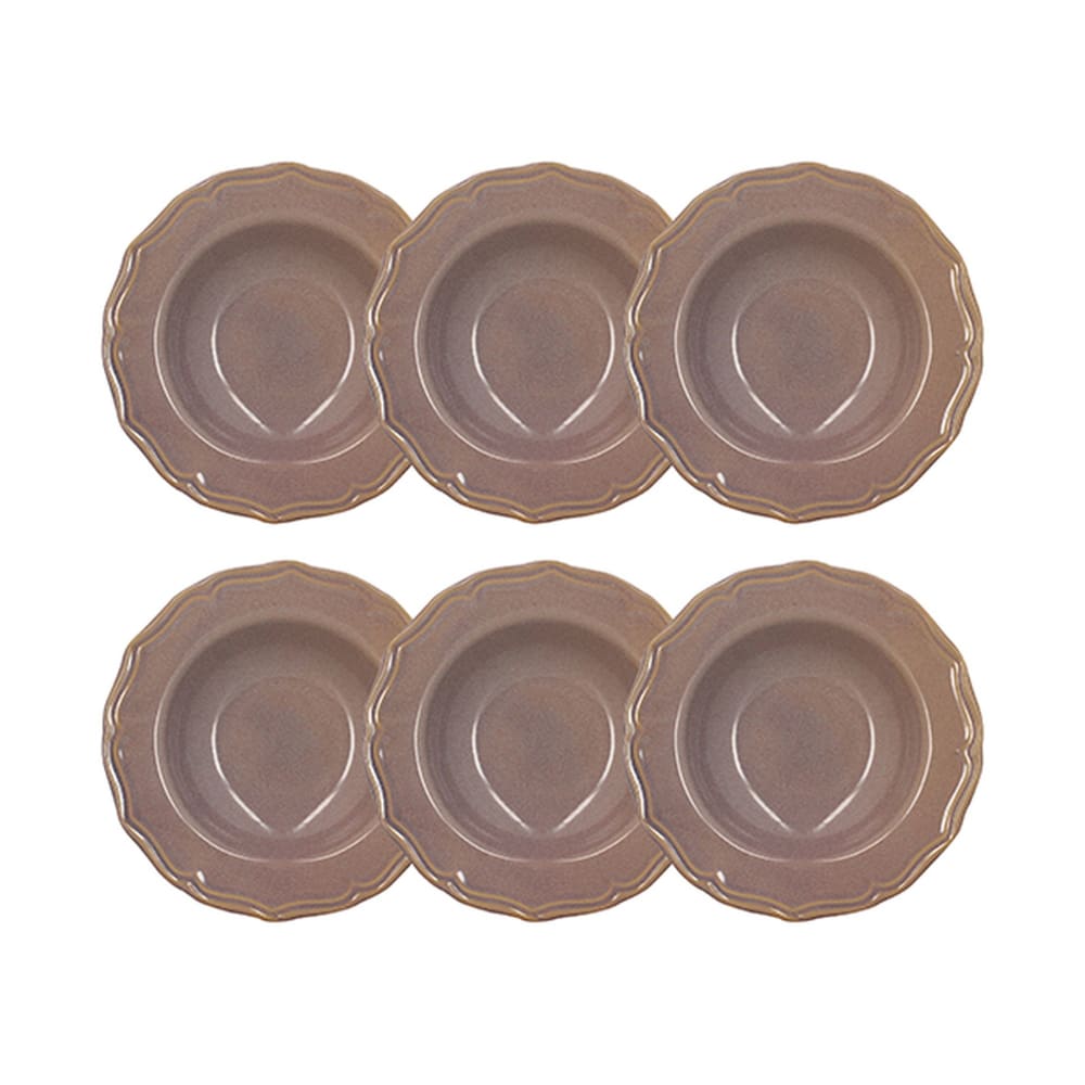 Lot de 6 assiettes creuses 23,5cm en grès violet