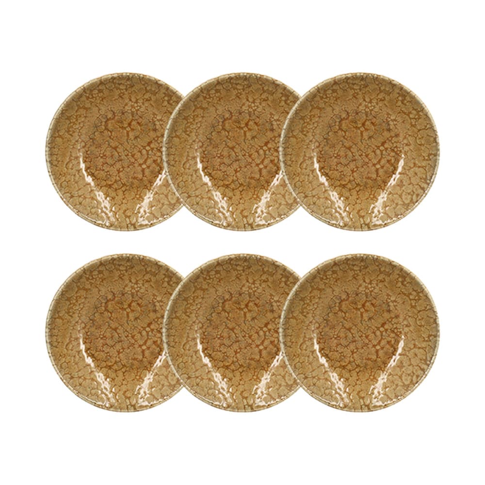 Lot de 6 assiettes creuses 20,5cm en grès jaune