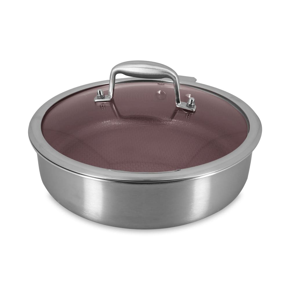 Sauteuse 24cm en acier inoxydable et manche amovible lie de vin