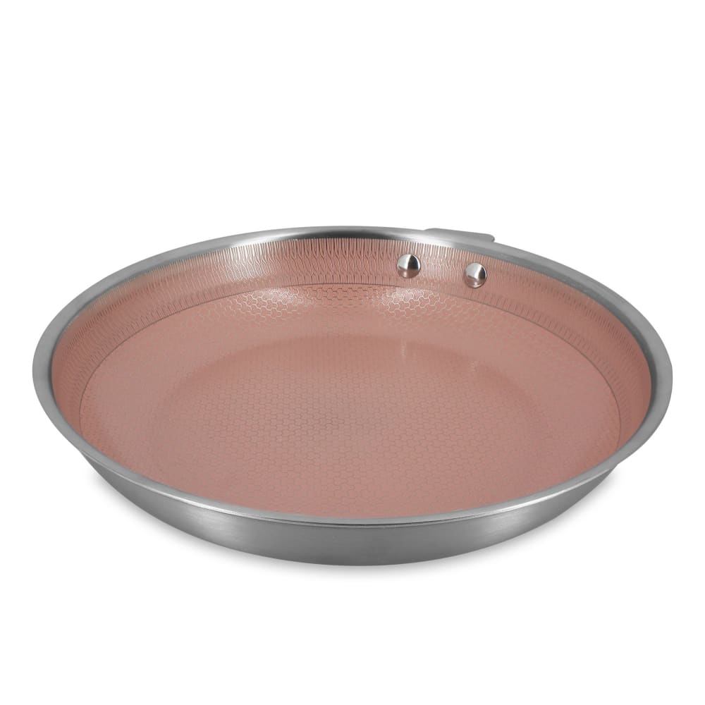 Poêle 28cm en acier inoxydable et manche amovible rose