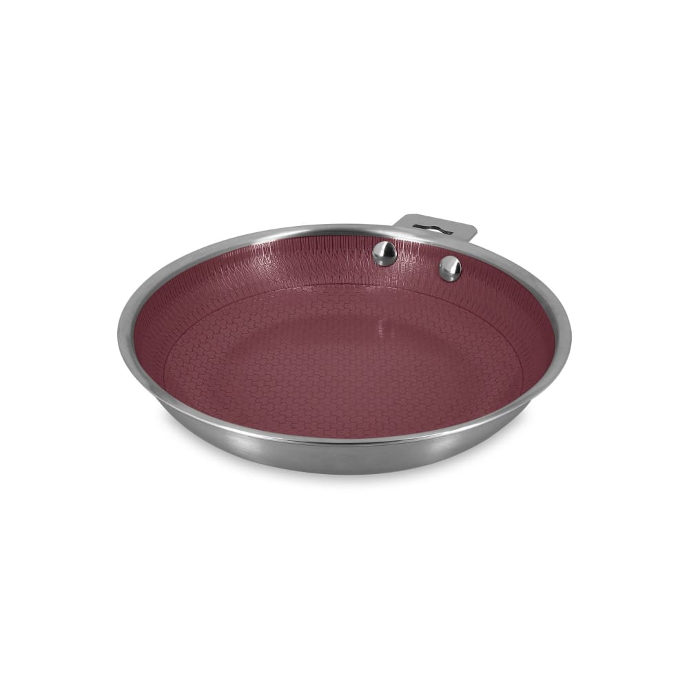 Poêle 24cm en acier inoxydable et manche amovible lie de vin