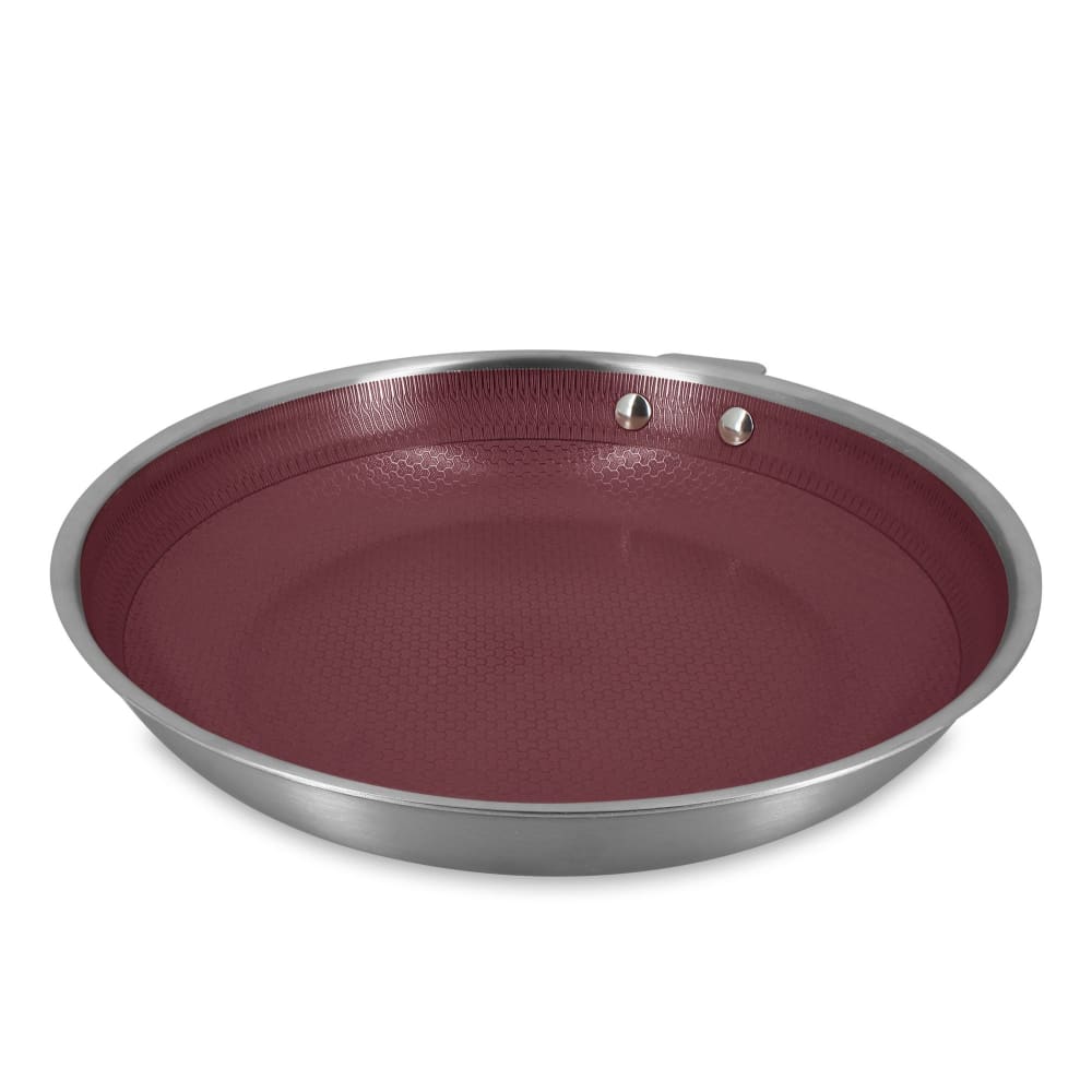 Poêle 28cm en acier inoxydable et manche amovible lie de vin