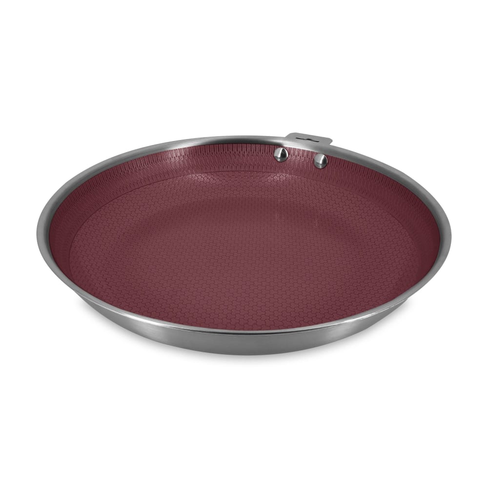 Poêle 30cm en acier inoxydable et manche amovible lie de vin
