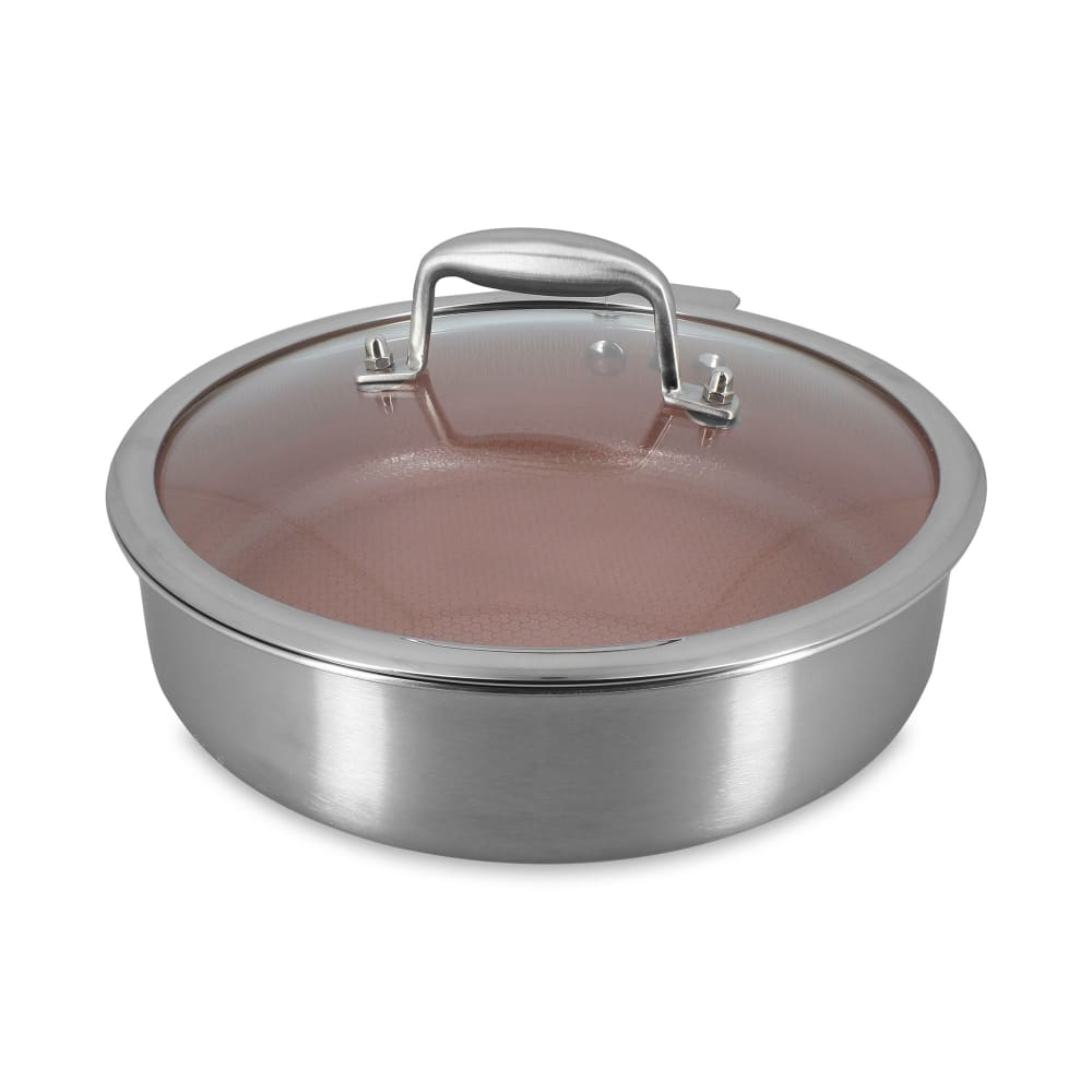 Sauteuse 24cm en acier inoxydable et manche amovible rose