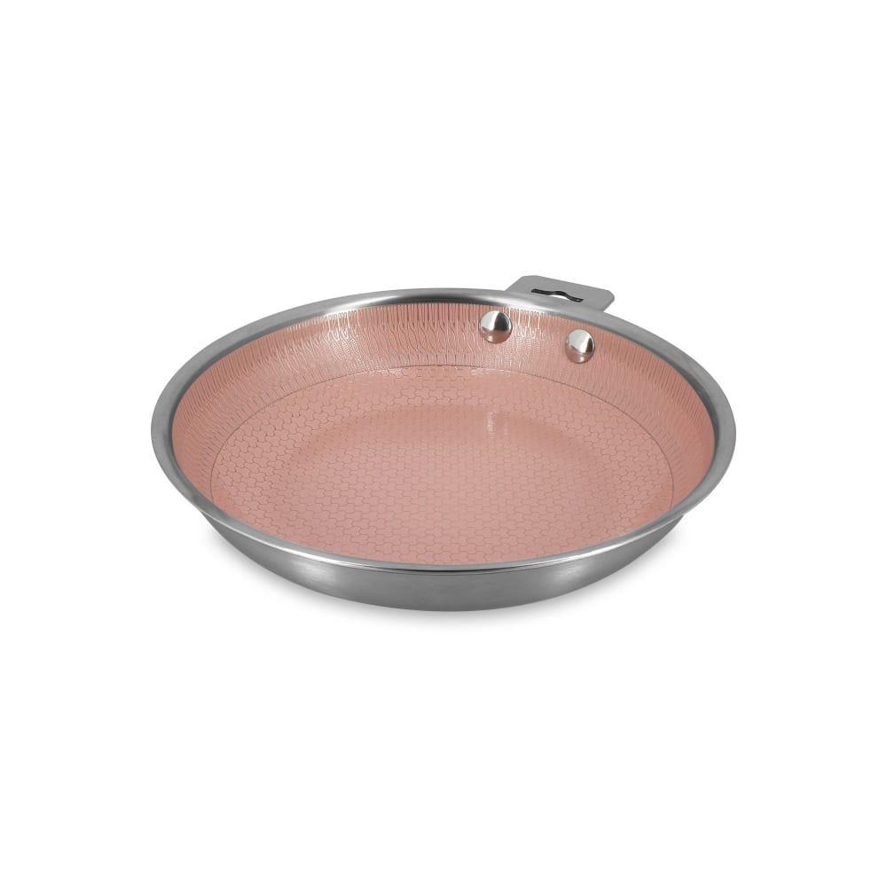 Poêle 24cm en acier inoxydable et manche amovible rose