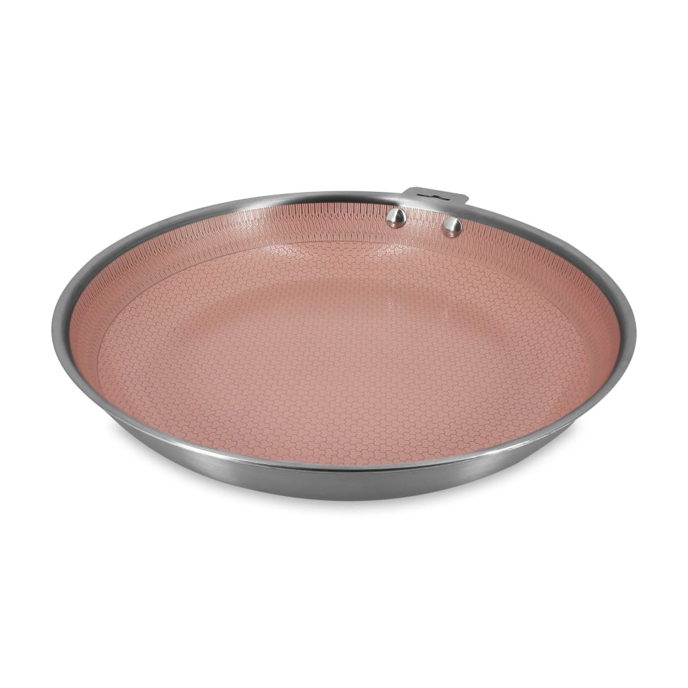 Poêle 30cm en acier inoxydable et manche amovible rose